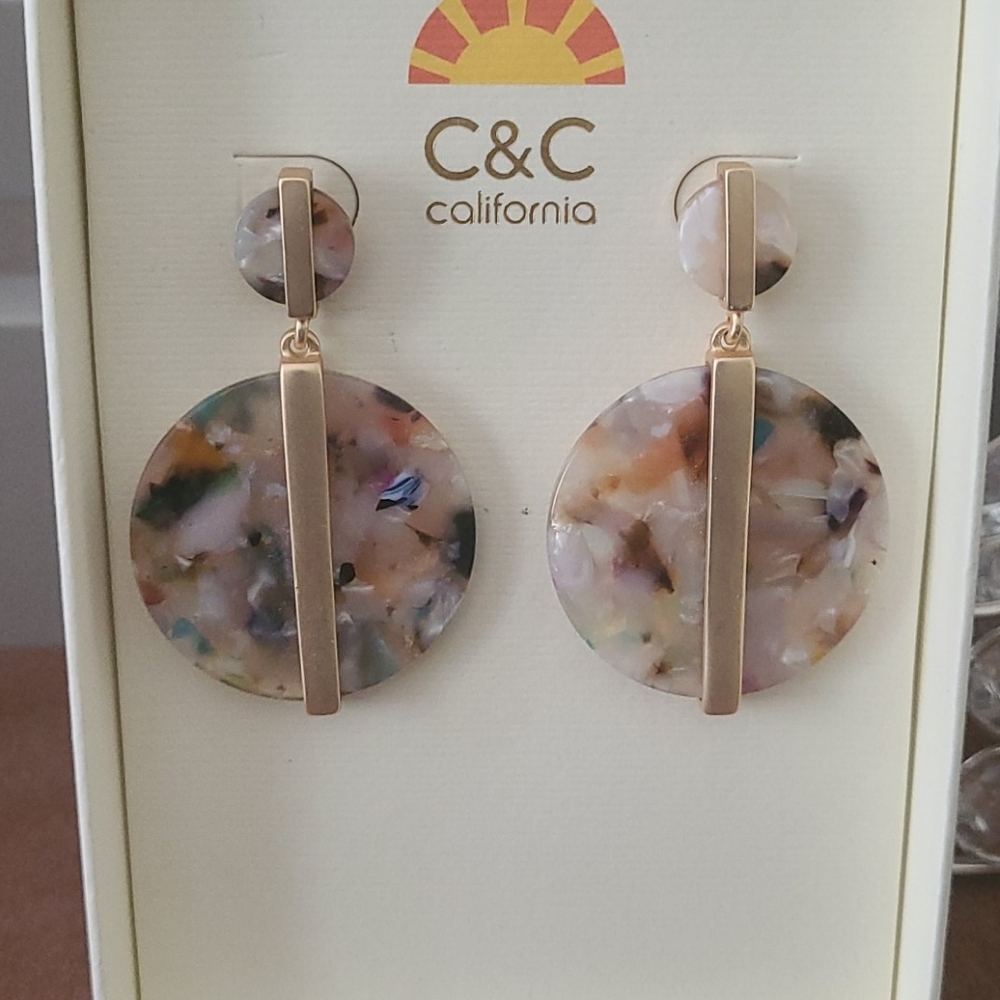 Gold & marble style earrings